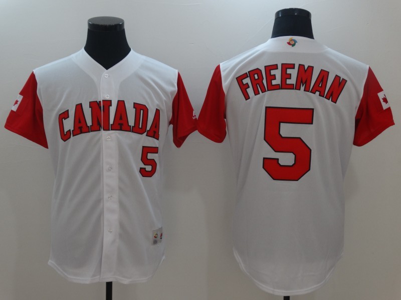 Men Canada Baseball #5 Freddie Freeman White 2017 World Baseball Classic Replica Jersey